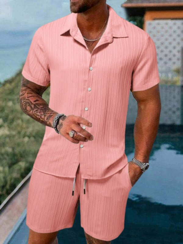 Chemise à manches courtes en rayures pour hommes Set Chic und Stil