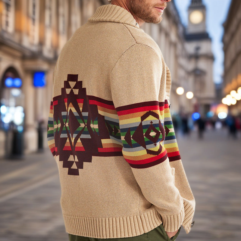 Cardigan en tricot pour hommes avec motif coloré et coupe décontractée Chic und Stil
