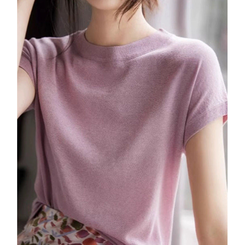 T-shirt en maille pailletée à manches courtes pour femme Chic und Stil