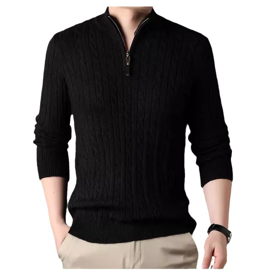 Pull homme avec zip et motif en relief en torsades Chic und Stil