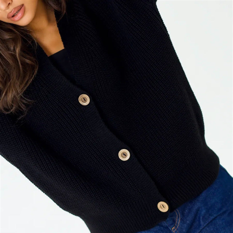 Cardigan en tricot décontracté pour femmes avec détails en boutons et manches évasées Chic und Stil