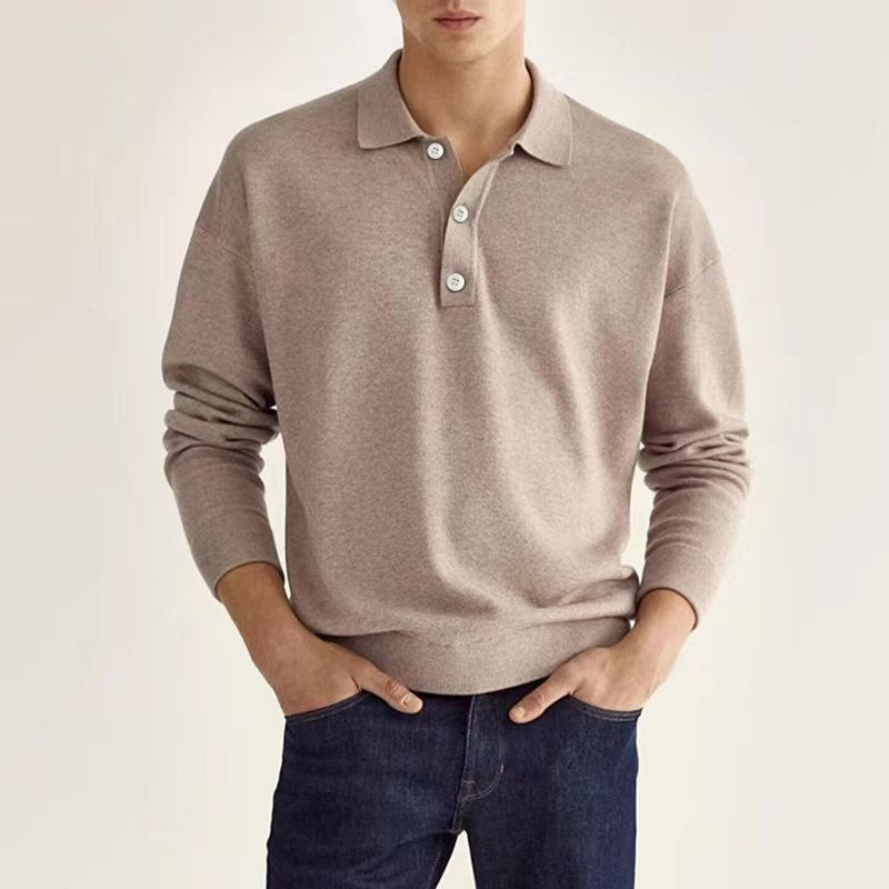 Chemise polo à manches longues pour hommes en tissu respirant avec des détails de boutons modernes Chic und Stil