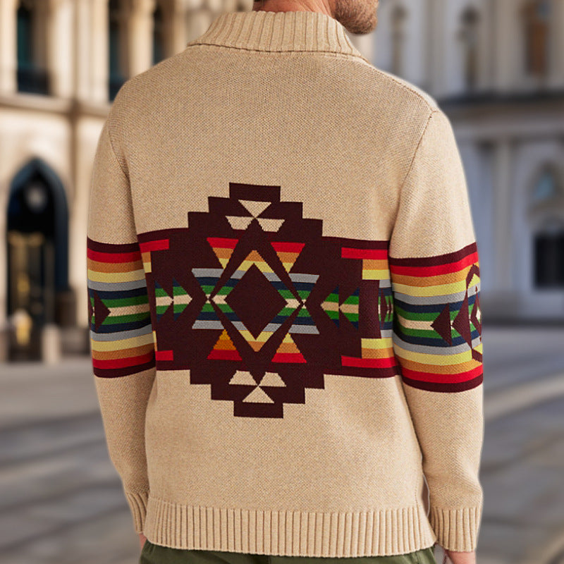 Cardigan en tricot pour hommes avec motif coloré et coupe décontractée Chic und Stil