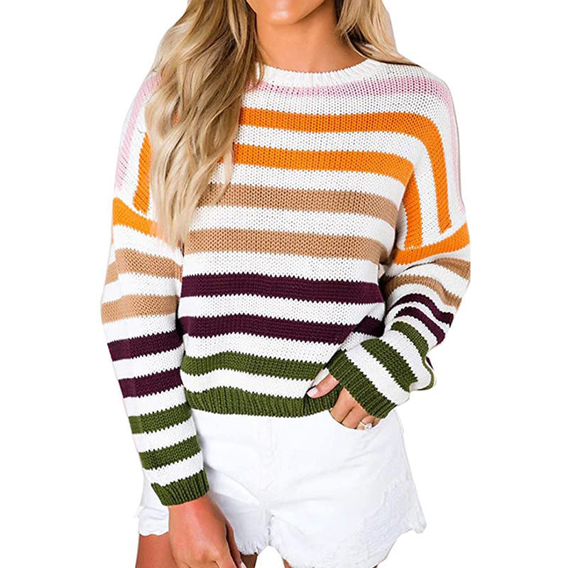 Dames Pull en tricot décontracté avec motif rayé Chic und Stil
