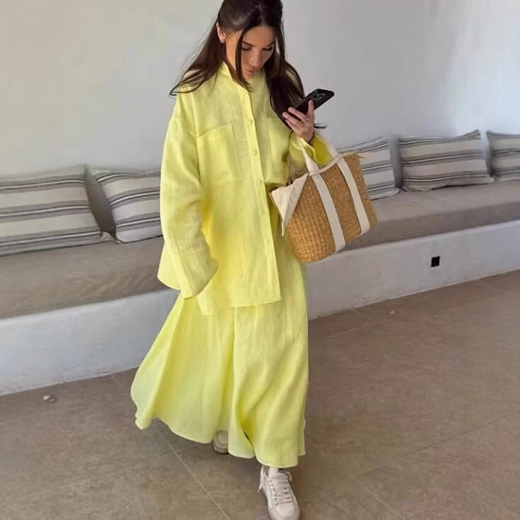 Robe maxi pour dames avec coupe ample et col de chemise décontracté Chic und Stil