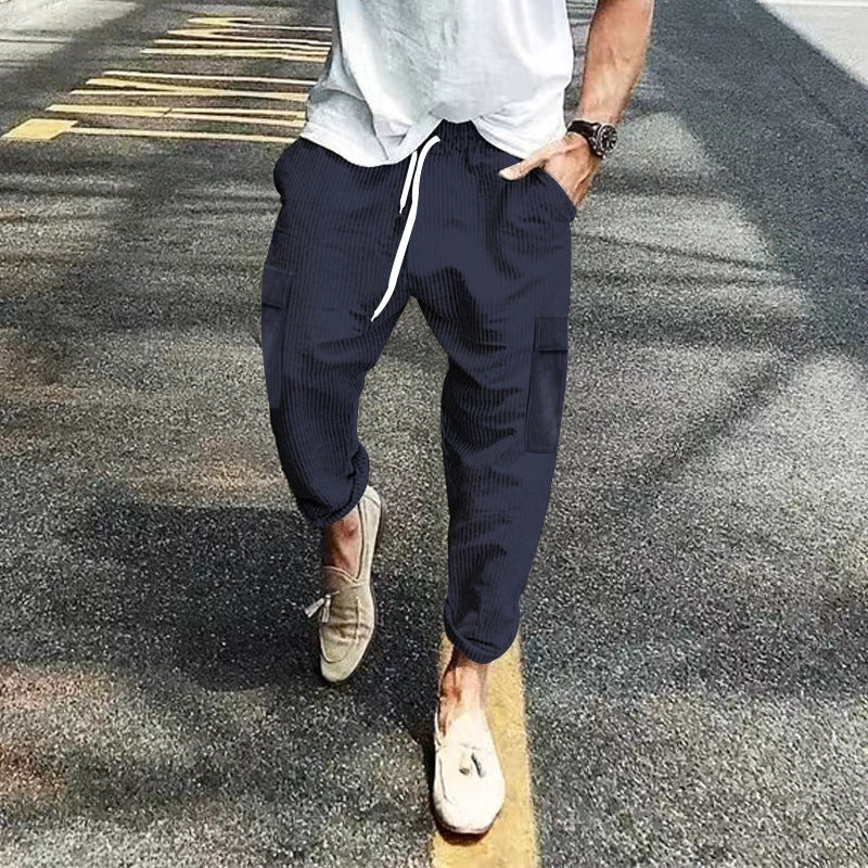 Pantalon cargo décontracté pour hommes avec taille ajustable et poches latérales pratiques Chic und Stil