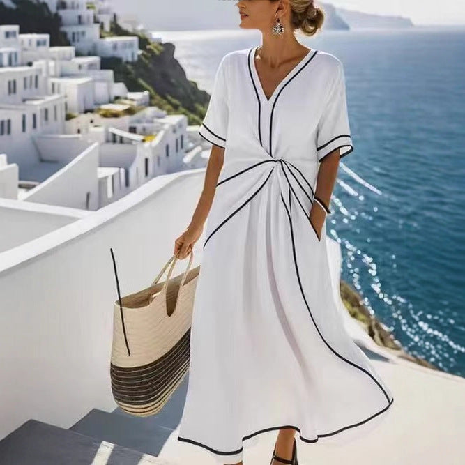 Robe portefeuille aérienne pour femmes avec nœud latéral et décolleté en V Chic und Stil