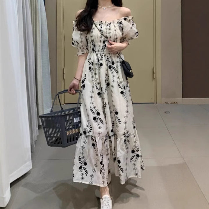 Robe maxi boho pour femmes avec haut élastique et manches volumineuses Chic und Stil