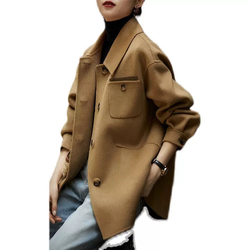 Veste shacket en laine mélangée surdimensionnée et confortable pour femmes Chic und Stil