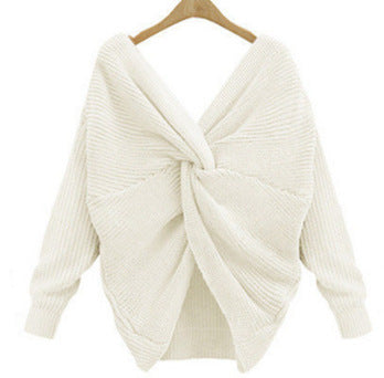 Pull en tricot pour femmes avec un design de dos unique et un décolleté en V profond Chic und Stil