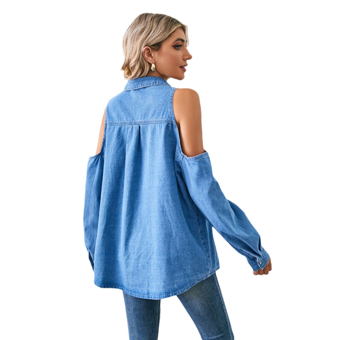 Women's denim shirt with raglan sleeves and chest pockets Chic und Stil