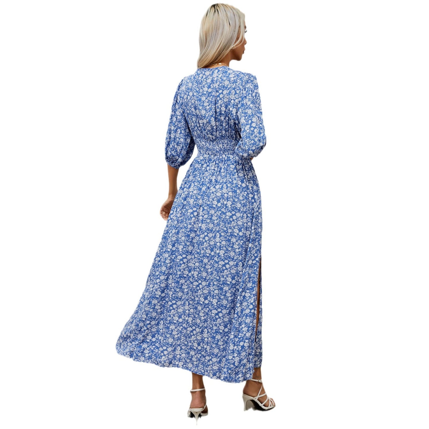 Robe maxi avec imprimé floral et fermeture à boutons pour femmes Chic und Stil