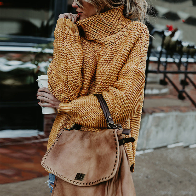 Pull en grosse maille pour femmes avec col montant et coupe décontractée Chic und Stil