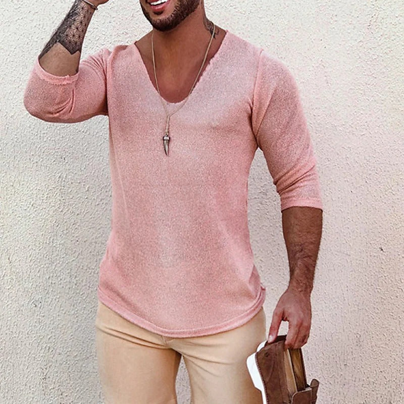 Chemise à col V pour hommes avec design de structure innovant Chic und Stil