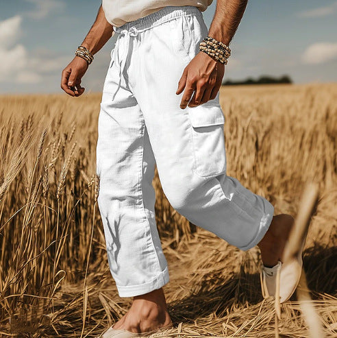 Pantalon cargo pour hommes avec poches polyvalentes et taille élastique Chic und Stil