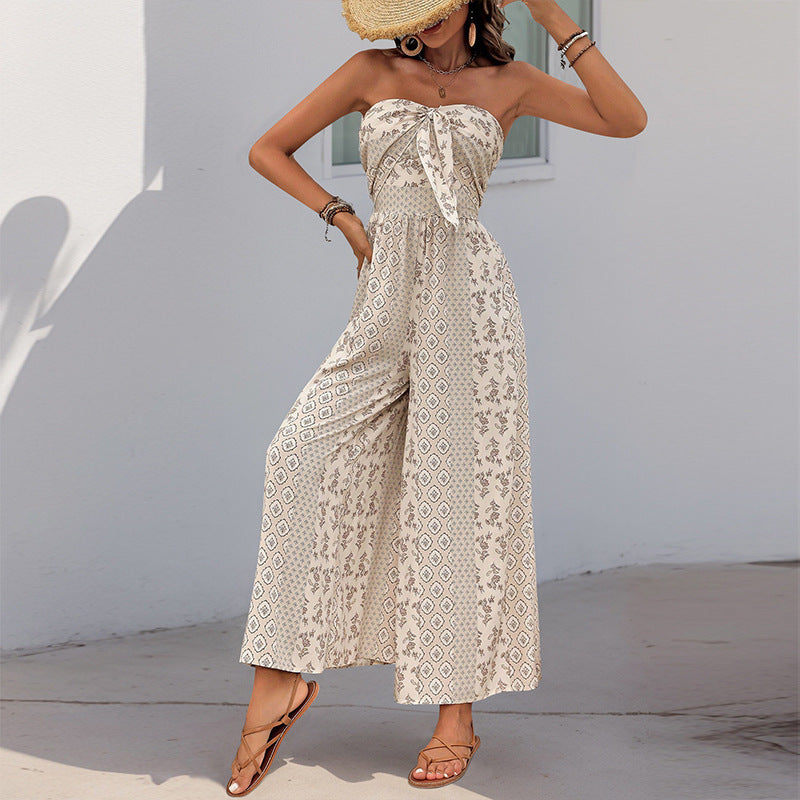 Robe maxi sans manches bohème pour femme avec ceinture élégante nouée Chic und Stil