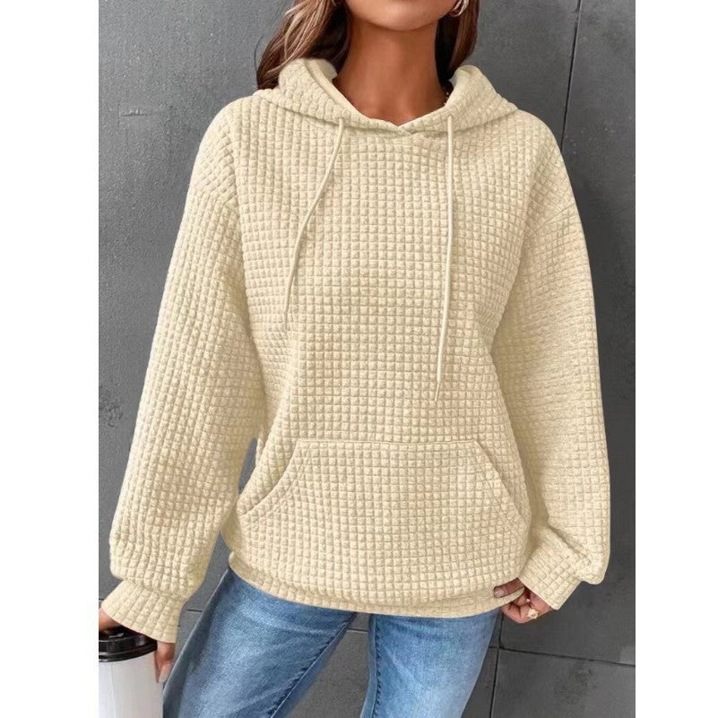 Sweat à capuche décontracté pour femmes avec surface texturée et poche kangourou pratique Chic und Stil