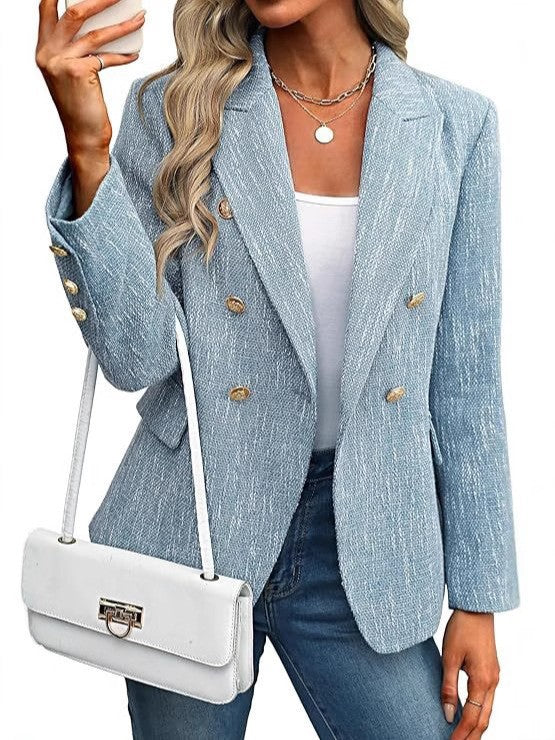 Blazer en tweed pour femmes avec double rangée de boutons Chic und Stil