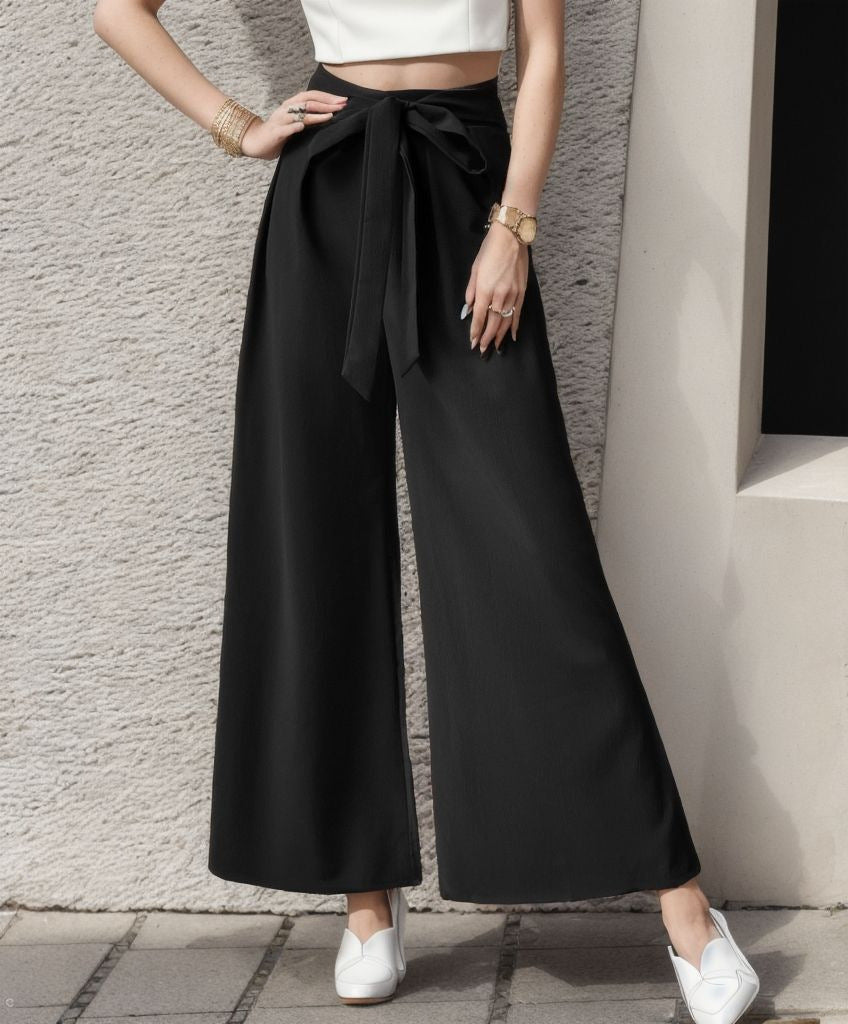 Pantalons larges taille haute pour femmes avec ceinture à nouer Chic und Stil