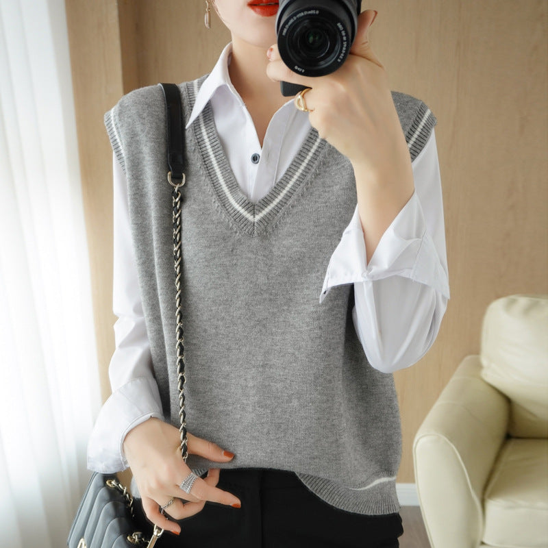 Dames V-encolure pull-over gilet Chic und Stil