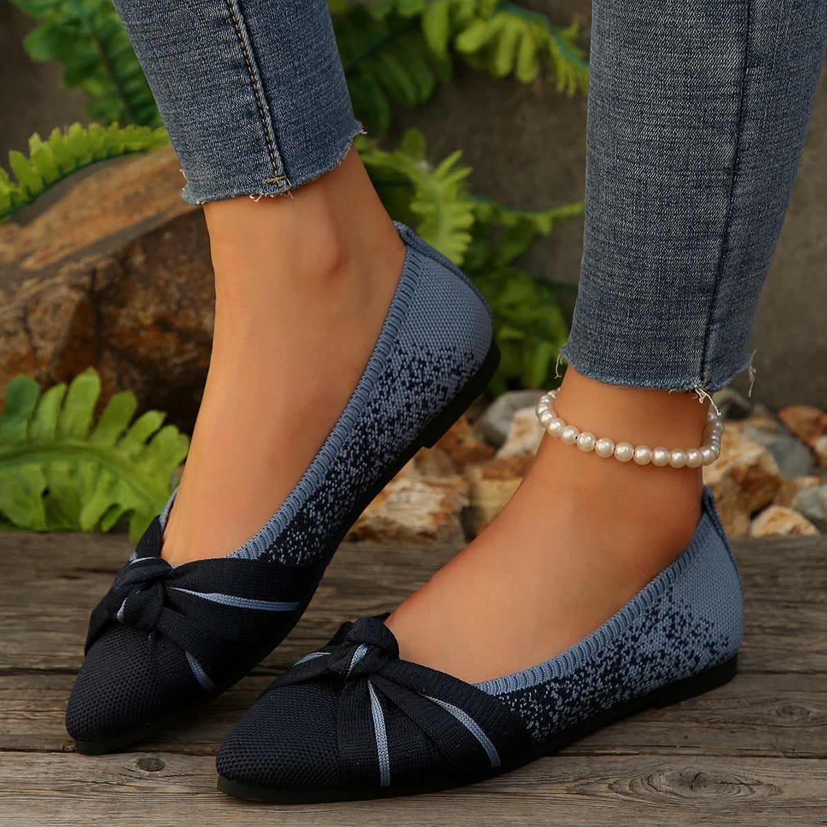 Ballerines élégantes pour femmes avec décoration en nœud et design de chaussure pointue Chic und Stil