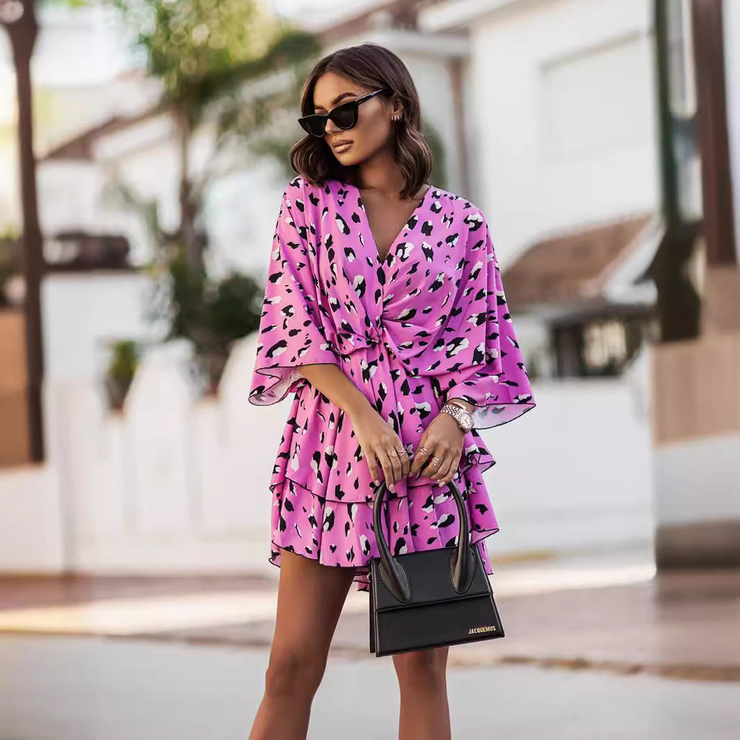 Robe mini fluide à volants pour femmes avec détail à nouer Chic und Stil