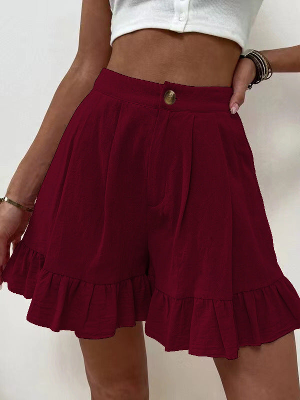 Shorts à volants pour femmes avec taille élastique et poches latérales Chic und Stil