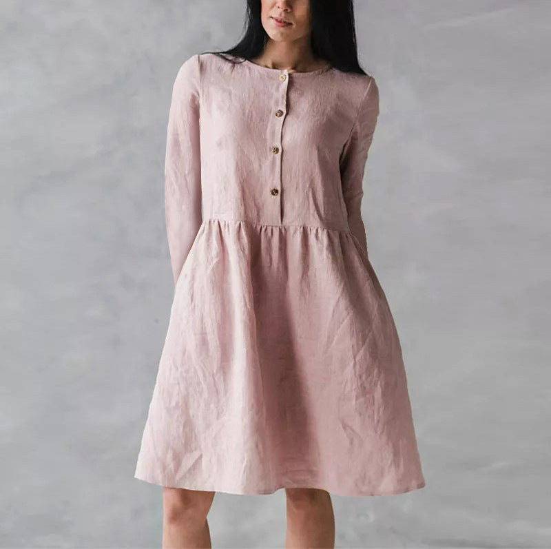 Robe décontractée pour femmes avec fermeture à boutons et jupe volumineuse Chic und Stil