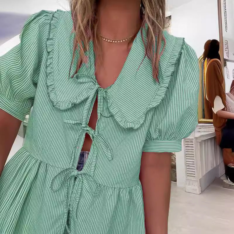 Blouse à boutons peplum froncé pour femmes Chic und Stil