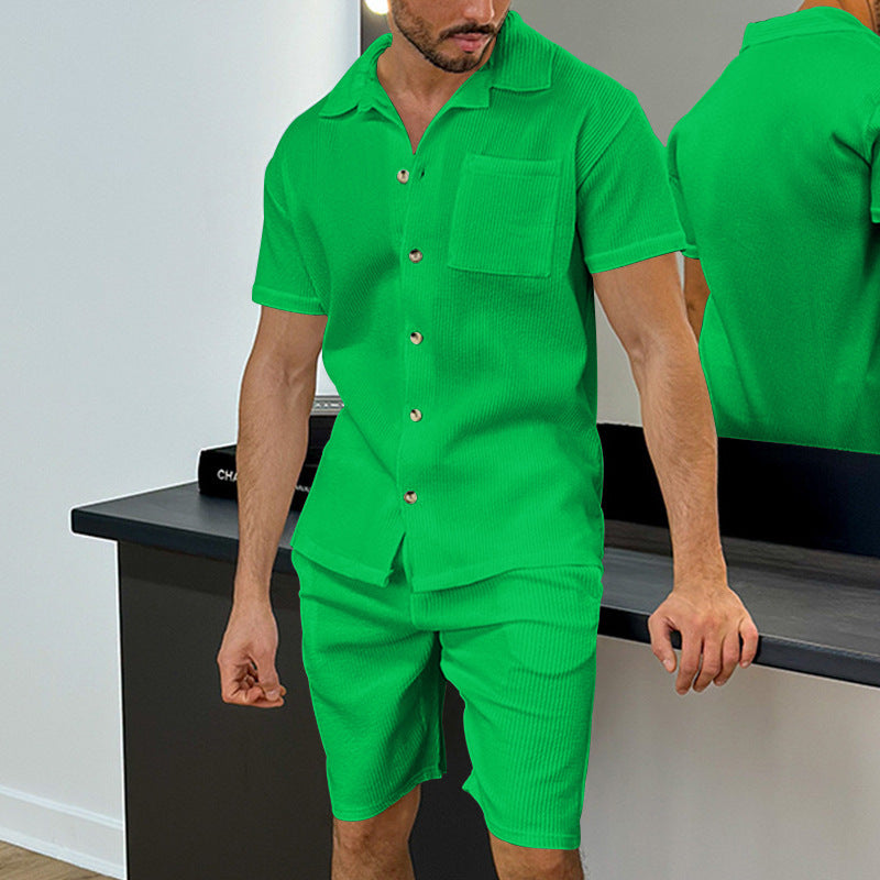 Hommes Ensemble court à manches stylées avec design texturé Chic und Stil