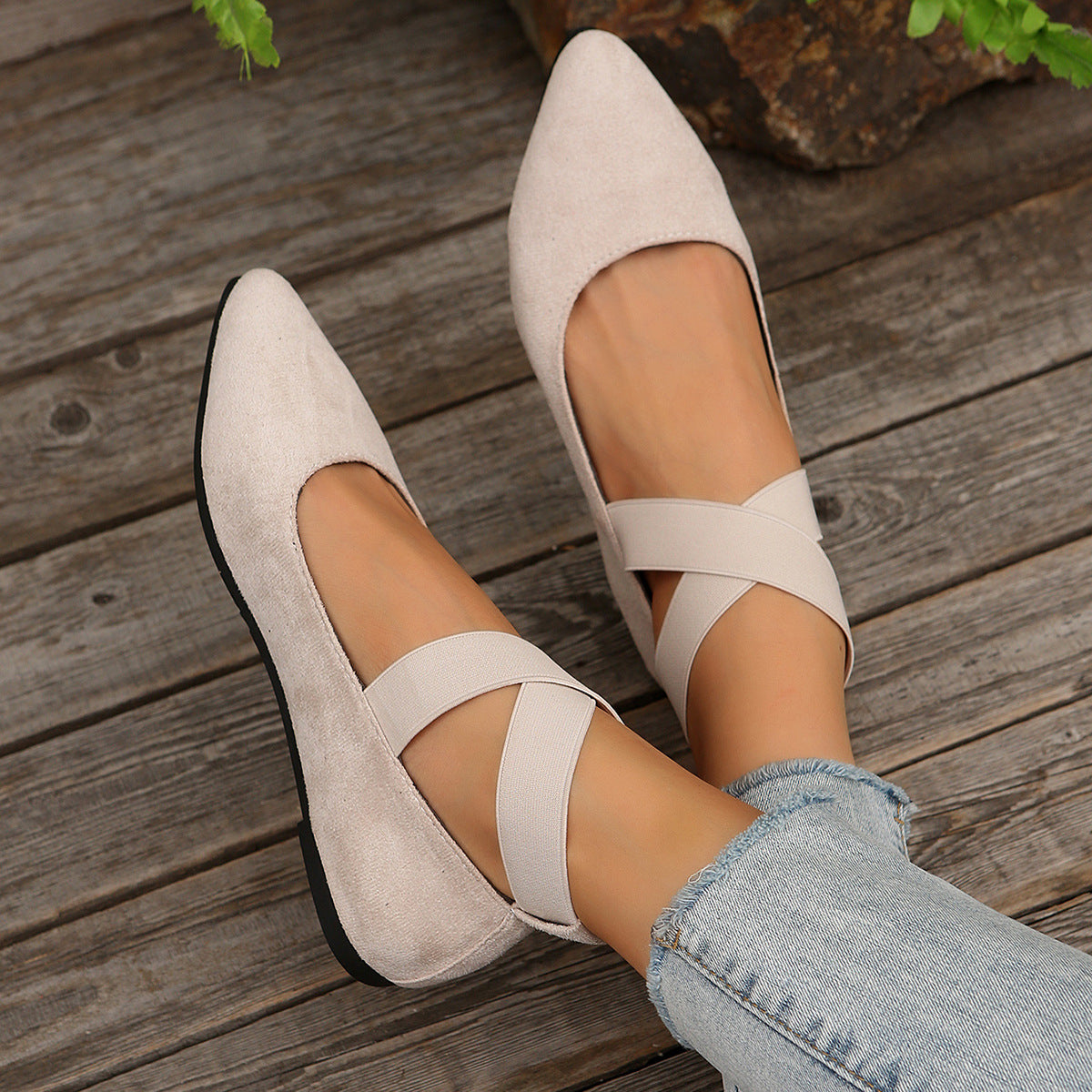 Ballerines plates en velours pour femmes Chic und Stil