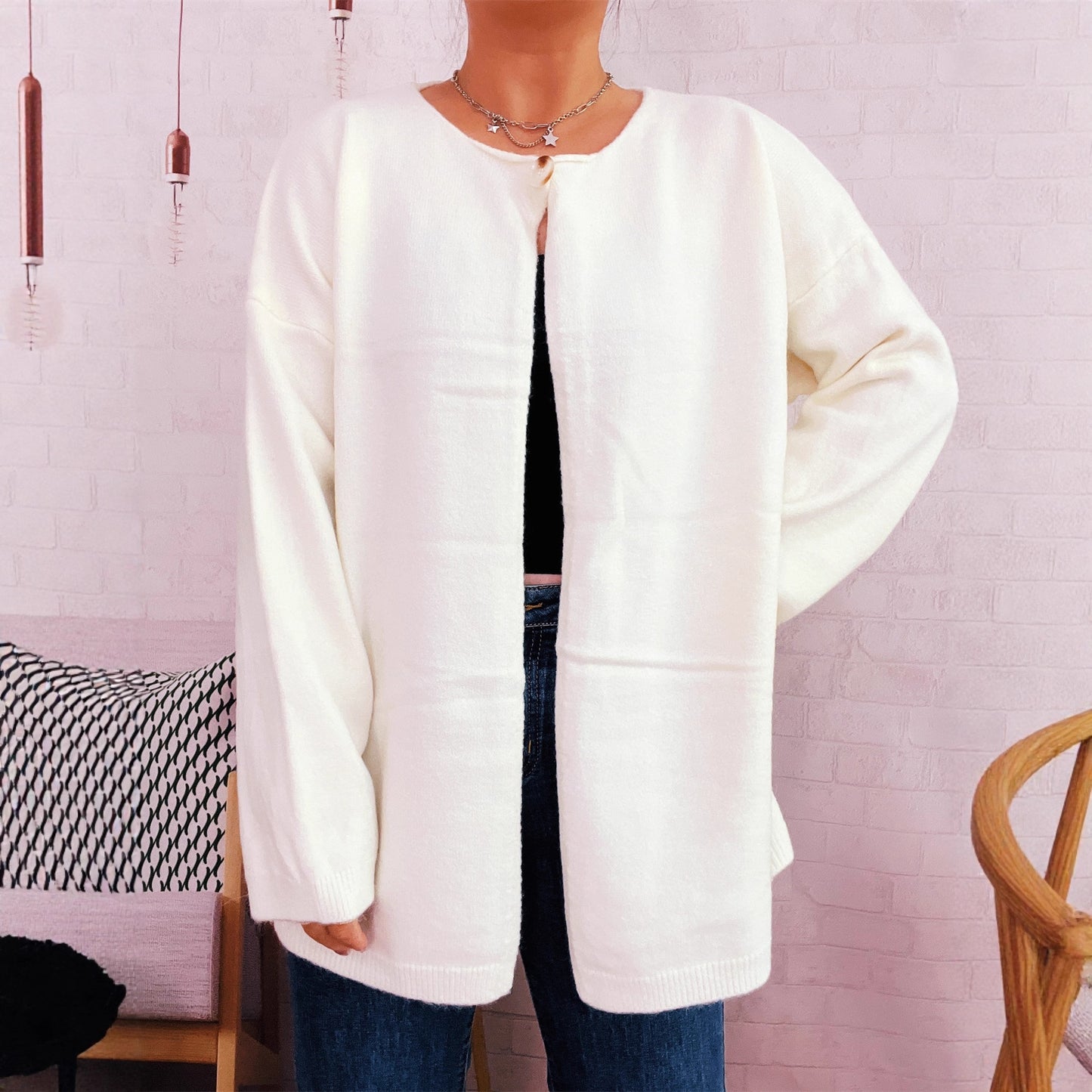 Cardigan en tricot décontracté pour femmes à coupe ouverte et matériaux doux Chic und Stil