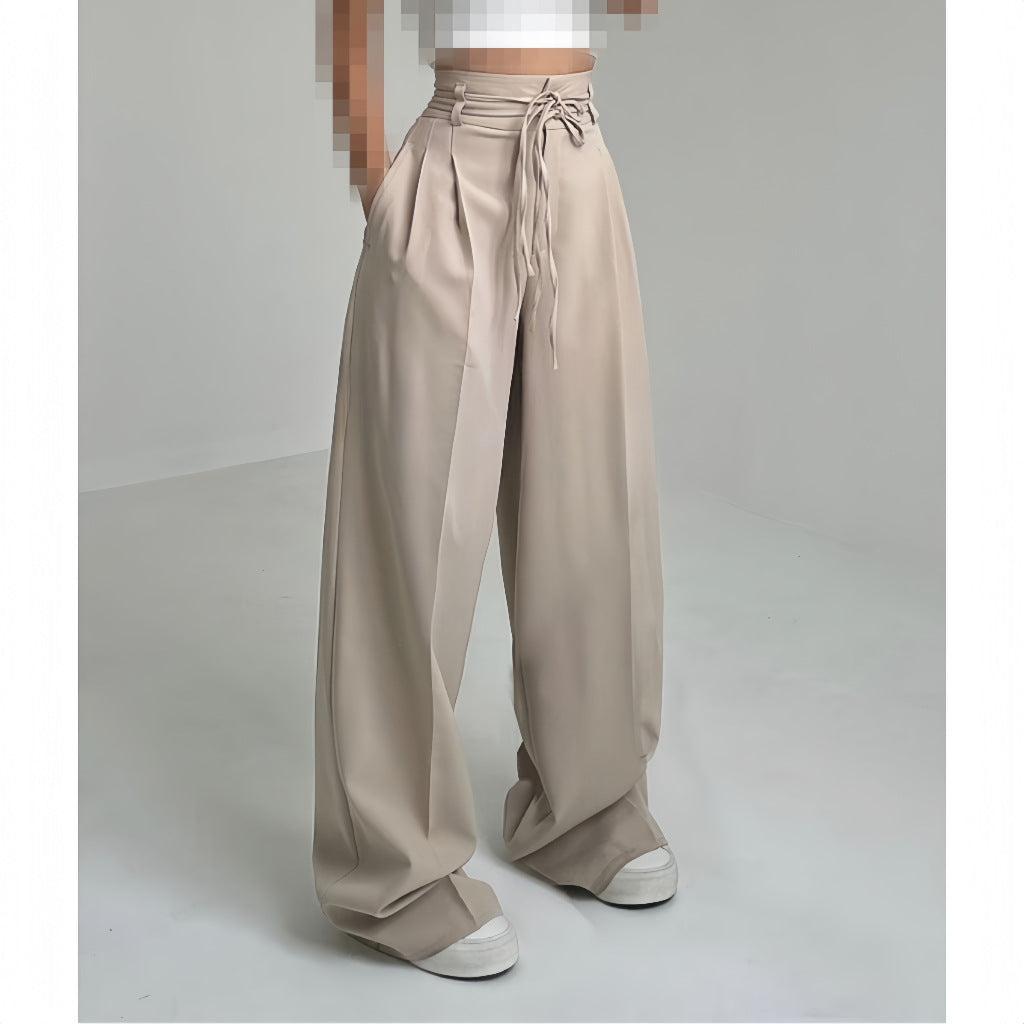 Pantalon chino ample pour femmes avec taille haute et cordon de serrage ajustable Chic und Stil