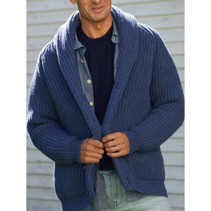 Cardigan en tricot pour hommes avec revers drapé Chic und Stil