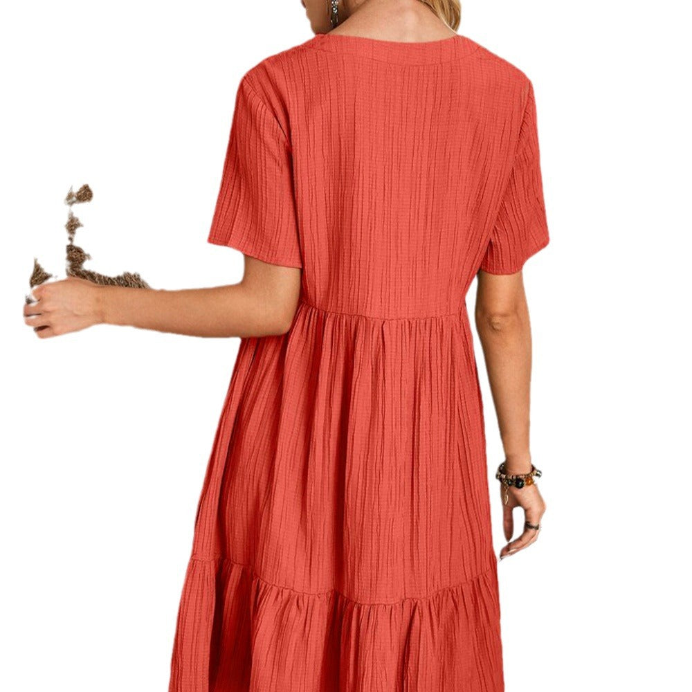 Dames V décolleté robe midi Chic und Stil