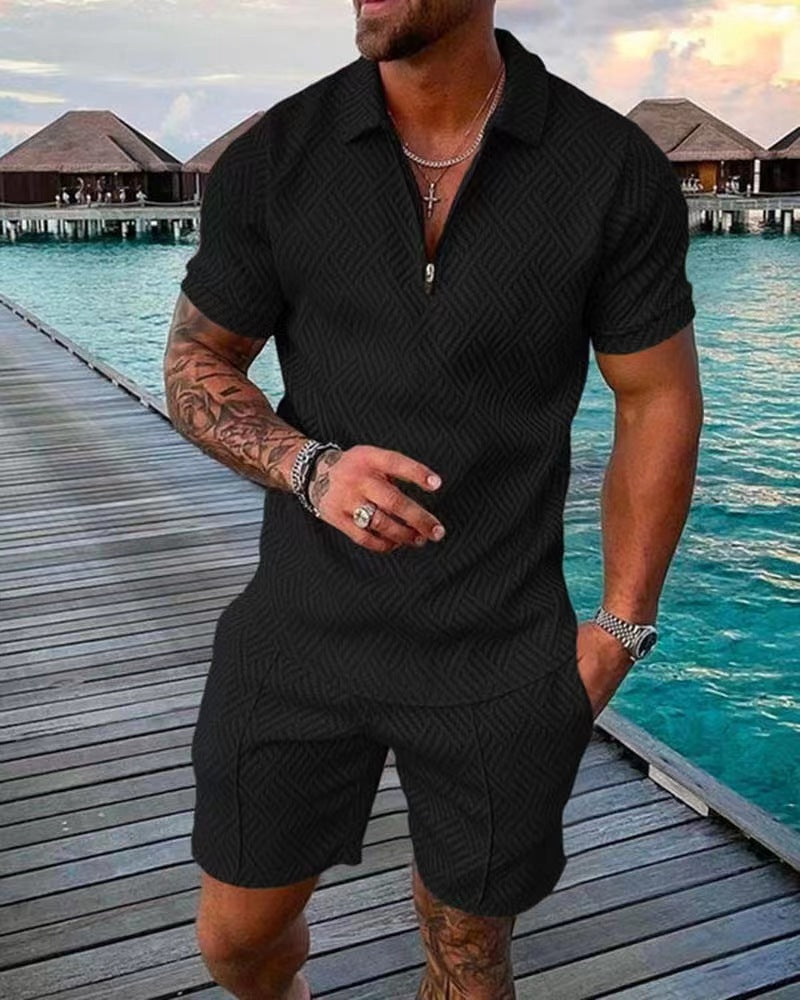Combinaison courte tendance pour hommes avec un design texturé Chic und Stil