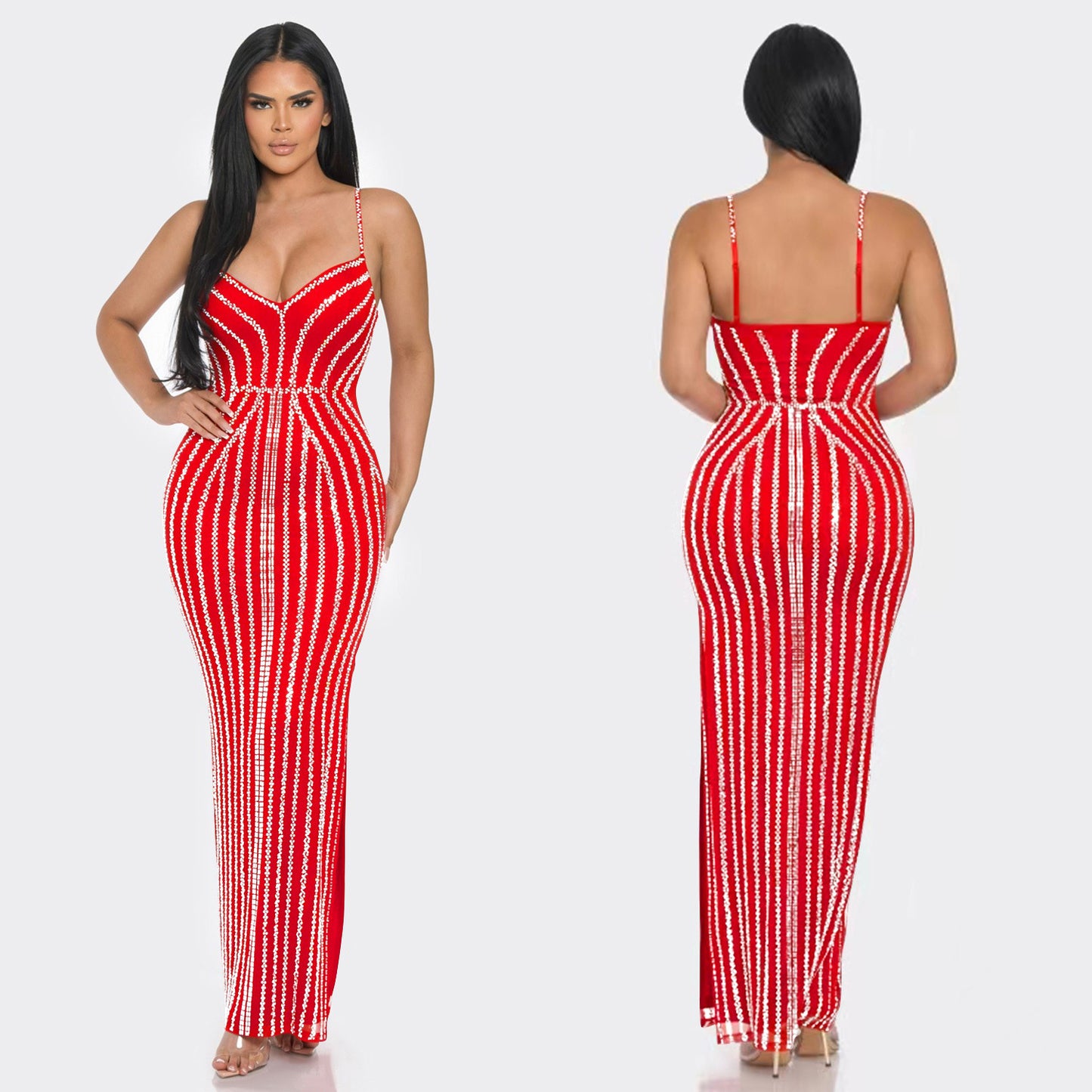 Robe de soirée Bodycon femme avec détails scintillants sans bretelles Chic und Stil