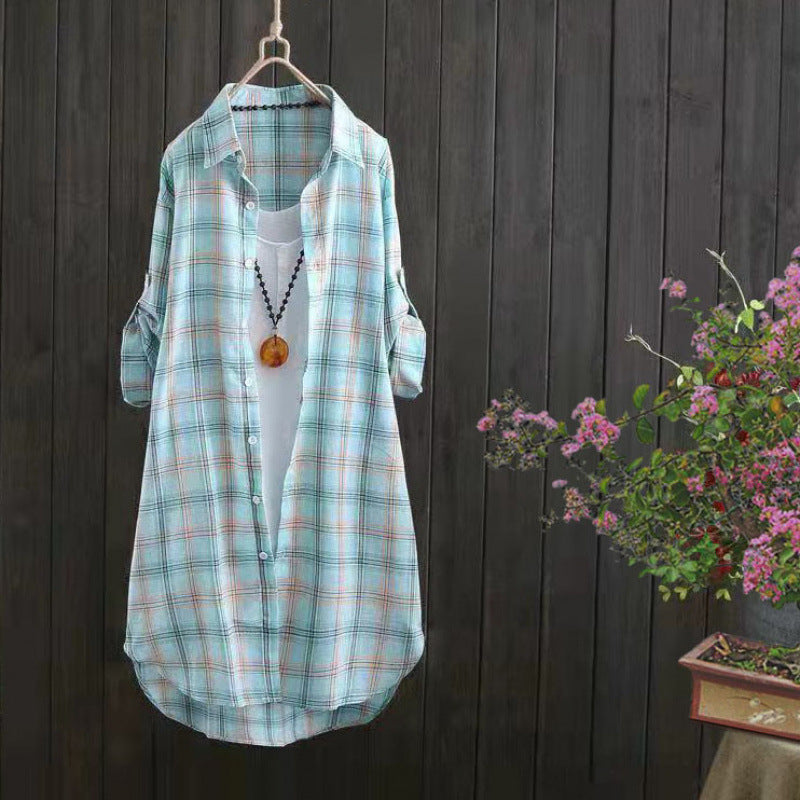 Blouse à boutons légère à carreaux Chic und Stil pour femmes