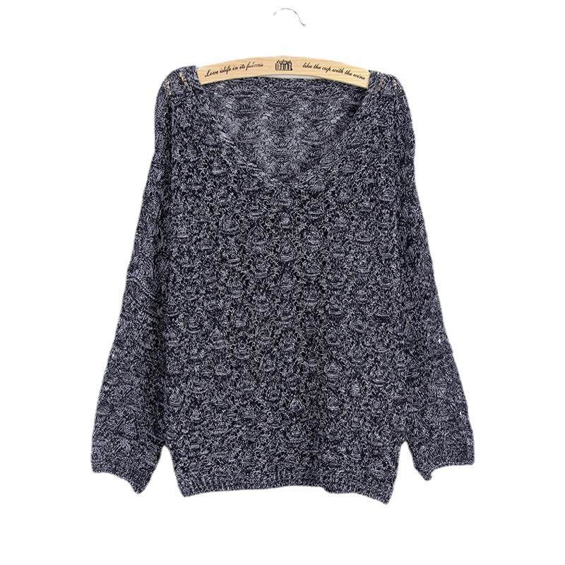 Pull en tricot pour femmes avec décolleté en V et motif perforé aérien Chic und Stil
