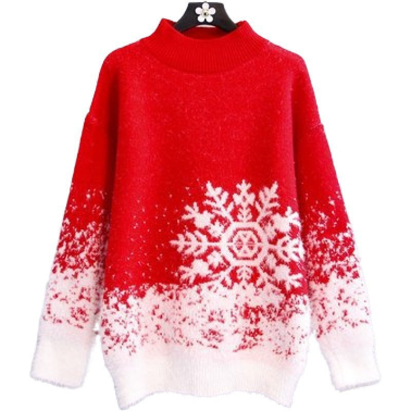 Pull d'hiver pour femmes avec design de flocons de neige festifs Chic und Stil