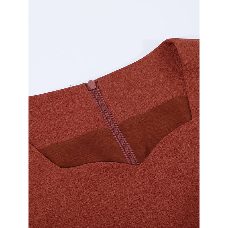 Robe midi à manches bouffantes élégante pour femmes Chic und Stil