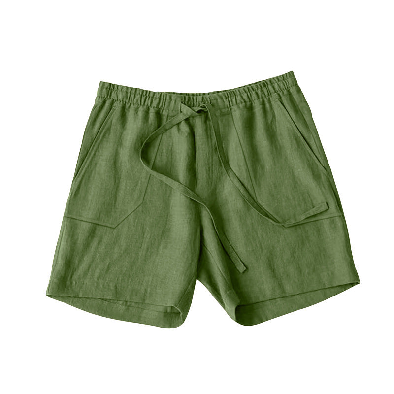 Shorts d'été en lin pour femmes avec taille élastique et poches pratiques Chic und Stil