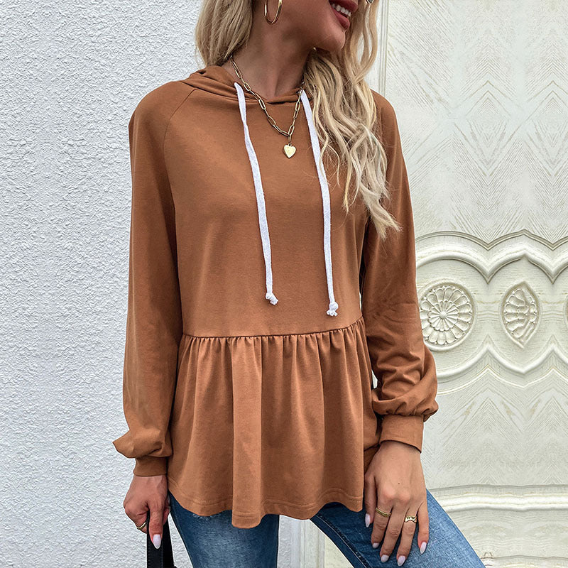 Blouse à capuche décontractée pour femmes avec coupe asymétrique et détails en volants Chic und Stil