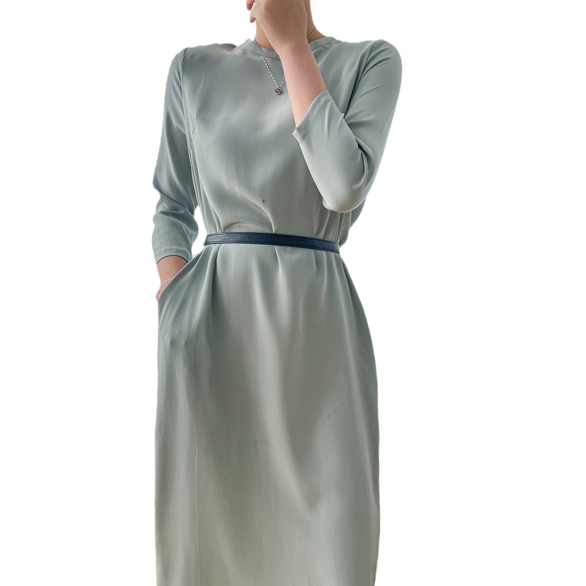 Robe midi sophistiquée pour femme avec manches trois-quarts Chic und Stil