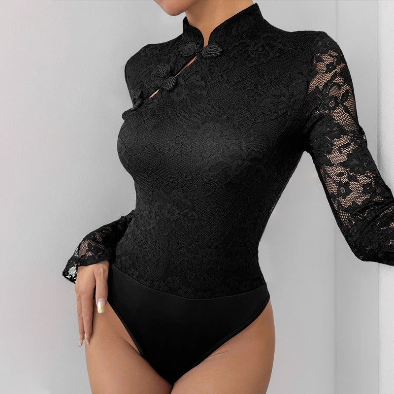Body en dentelle pour femme avec détail col mandarin Chic und Stil
