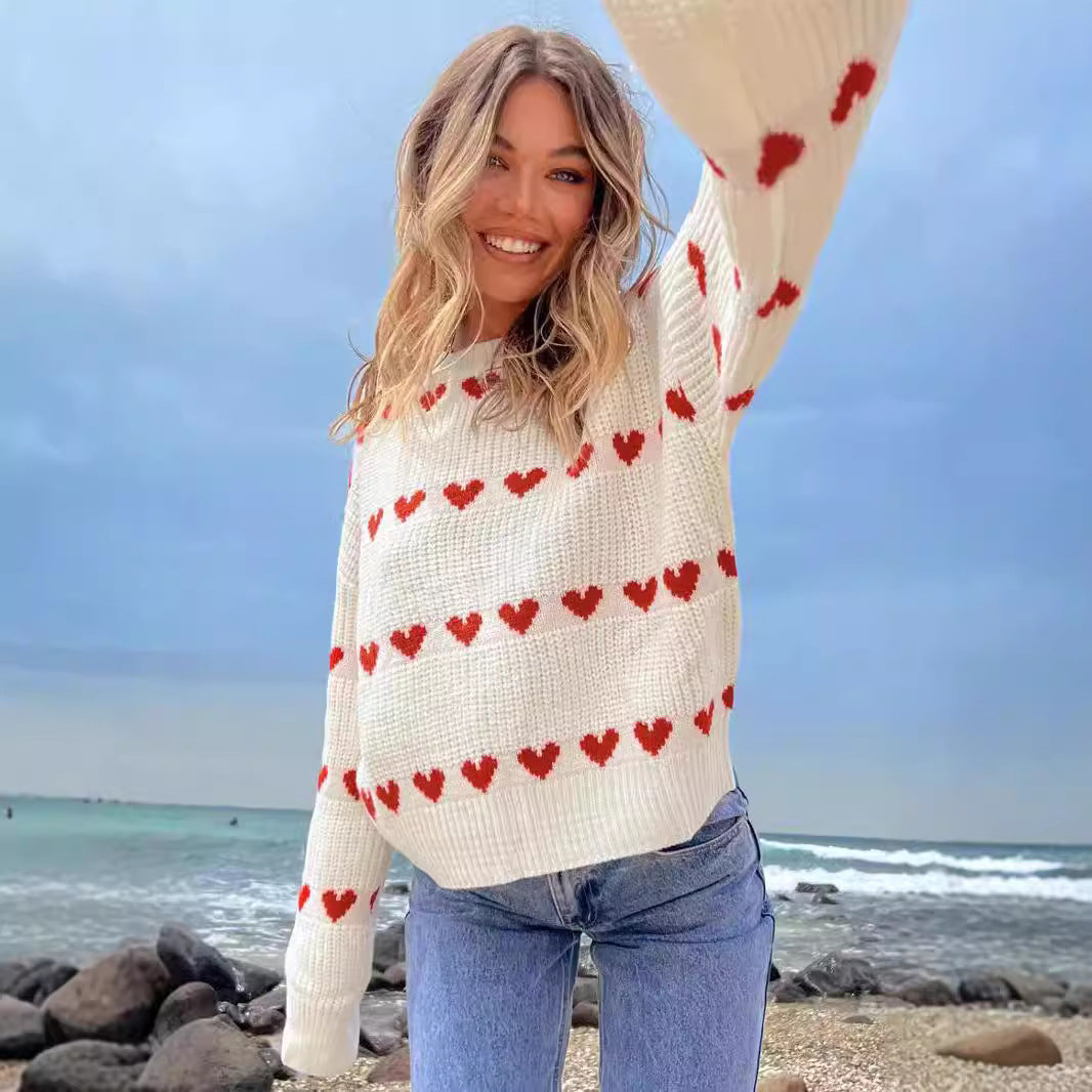 Pull en tricot pour femmes avec motif en cœur et coupe décontractée Chic und Stil