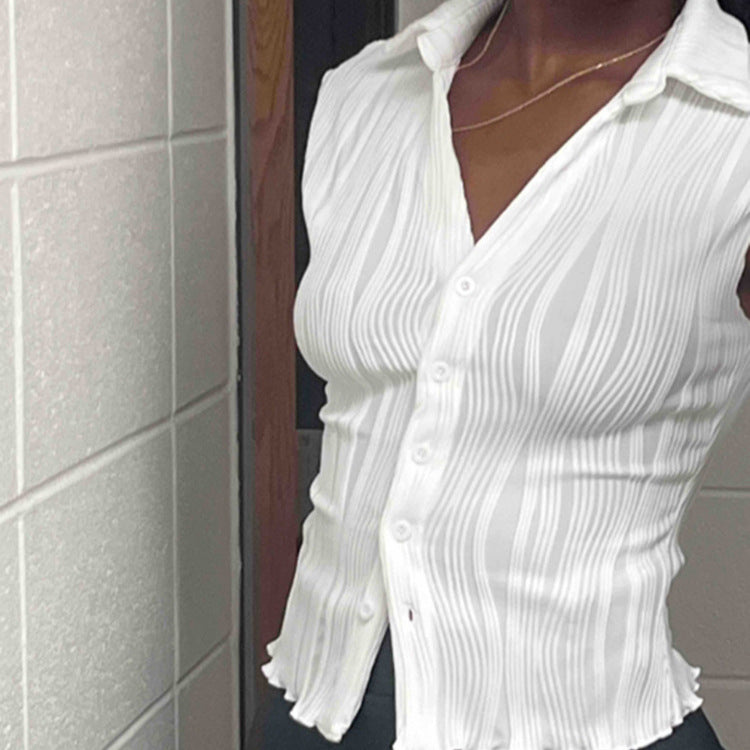 Blouse élégante pour femmes avec structure plissée et coupe étroite Chic und Stil