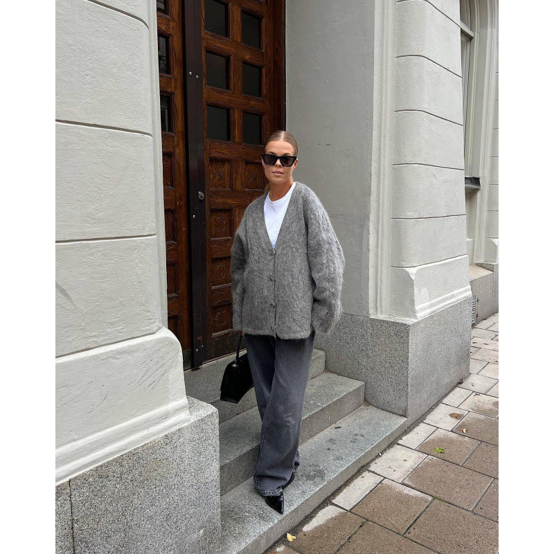 Cardigan en tricot décontracté pour femmes avec coupe oversized et détails de bouton Chic und Stil