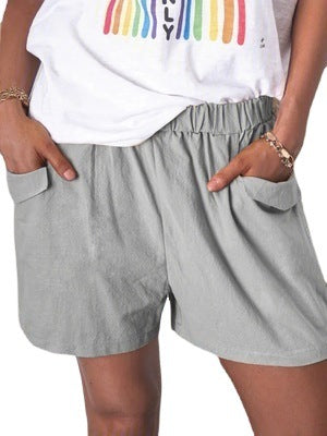 Shorts Femme Freizeit Taille Haute avec Poches Chic und Stil