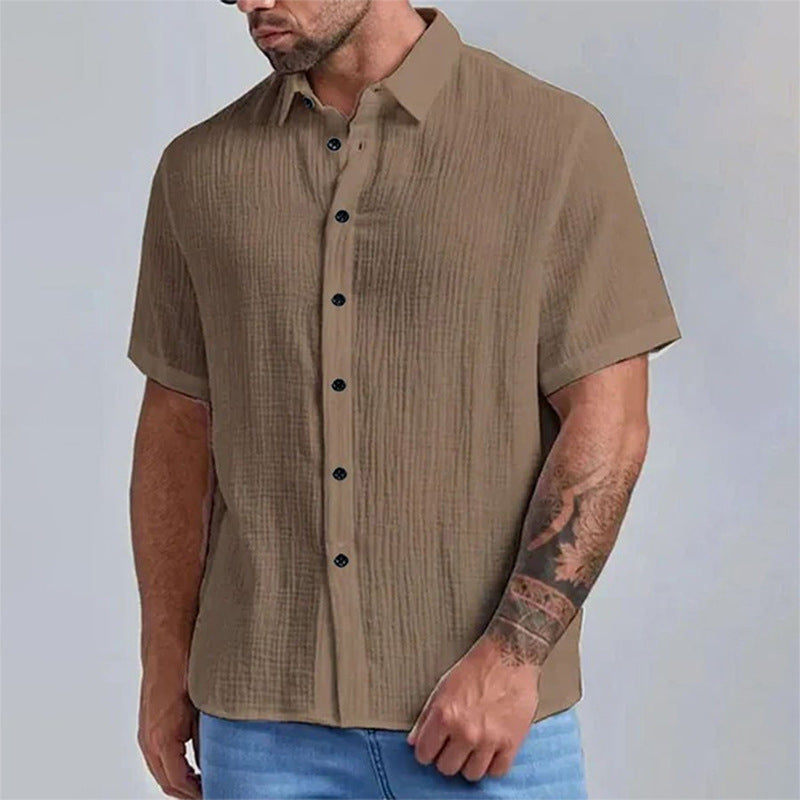 Chemise à manches courtes structurée pour hommes avec détails de boutons modernes Chic und Stil